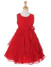 Pleated Chiffon Ruffle Knee Length Flower Girl Dress With Beaded Sash